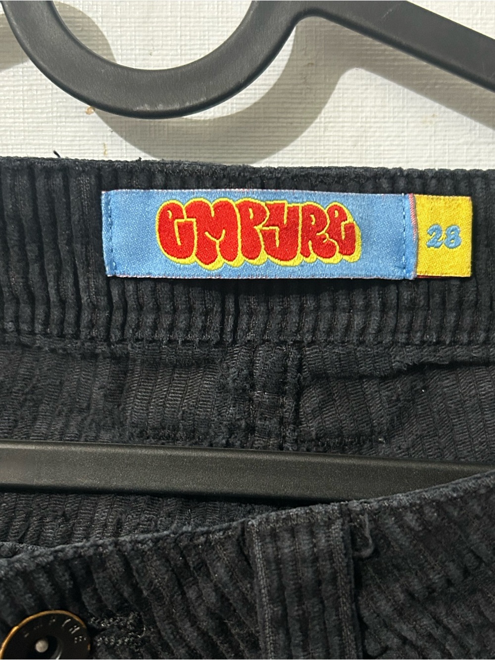 Empyre Black Corduroy Men's Pants with Subtle Logo Patch - Picture 5 of 6